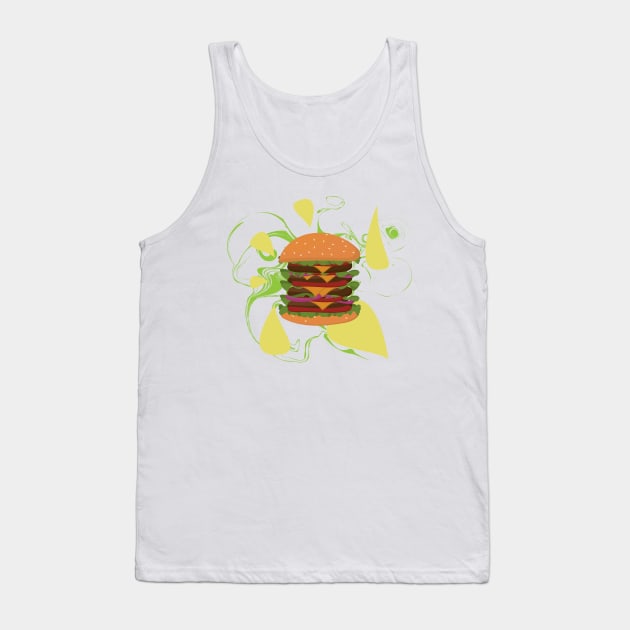 Big Burger Fast Food Burger Graphic Artistic Double Burger Magic Tank Top by TeeFusion-Hub